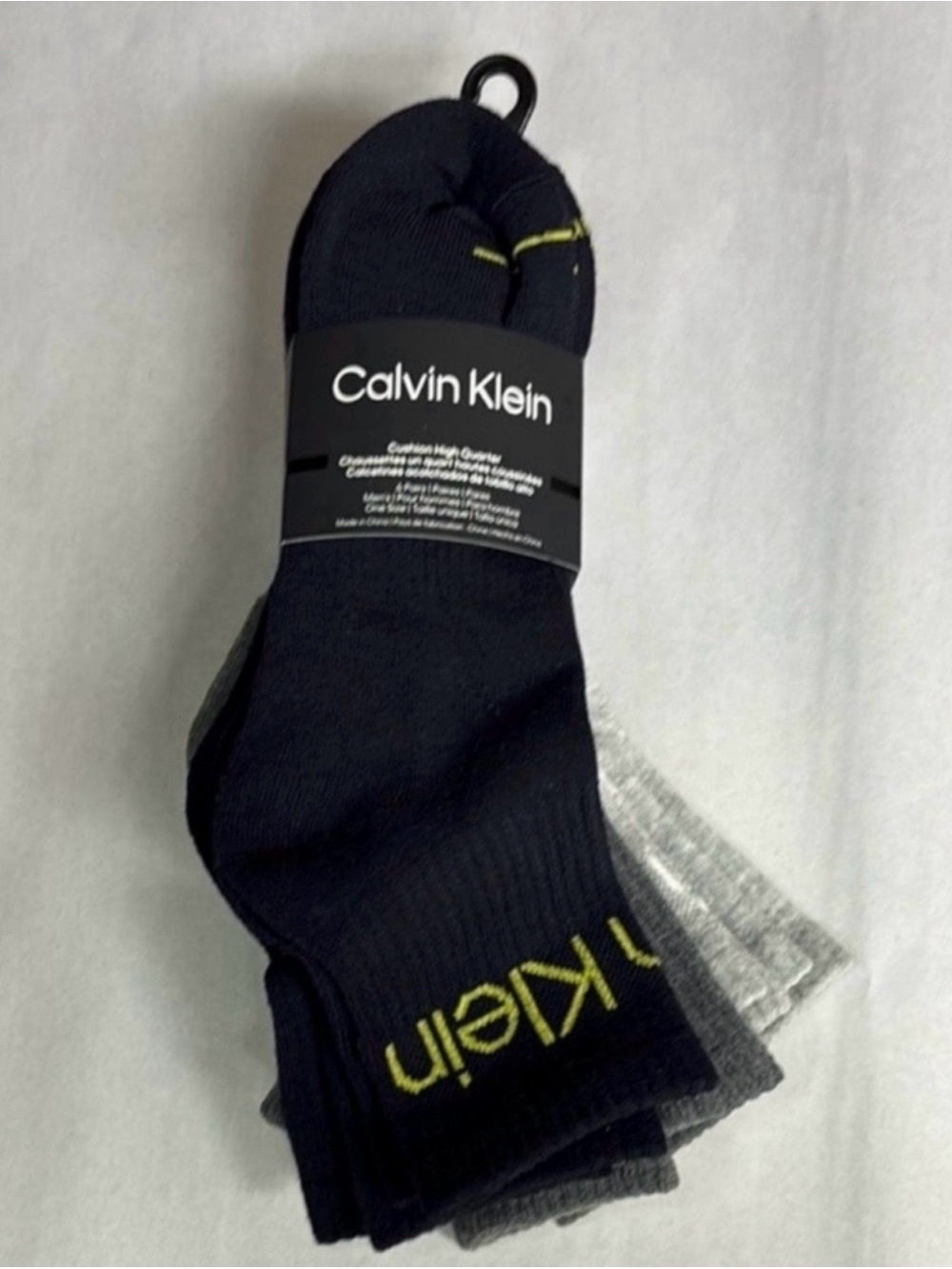 New Calvin Klein Socks Men’s 6 Pairs Multicolor Cushion High Quarter Sock Casual